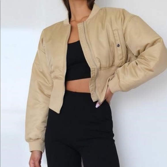 tan bomber jacket womens
